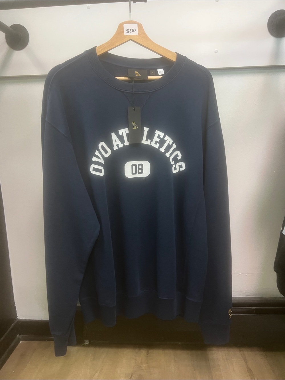 OVO Navy Crewneck Sweatshirt with White Athletic Logo